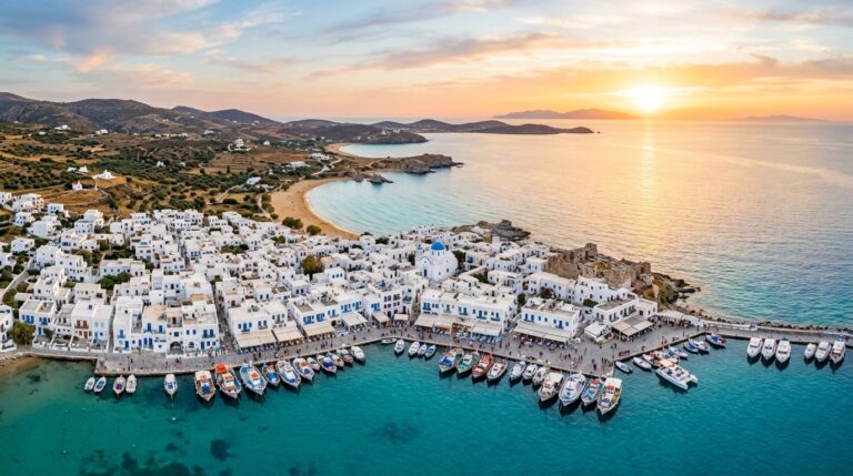 Aerial panoramic view of Paros island