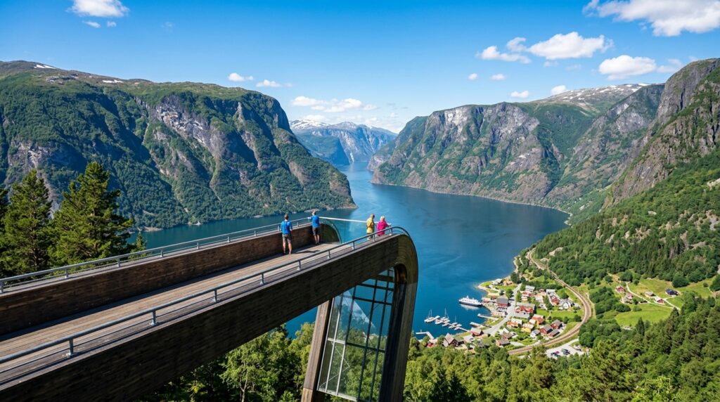 Aurlandsfjord Norway from Stegastein viewpoint