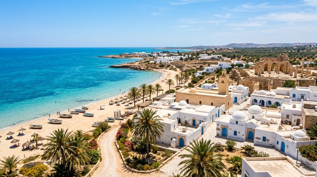 Djerba island Tunisia with whitewashed villages