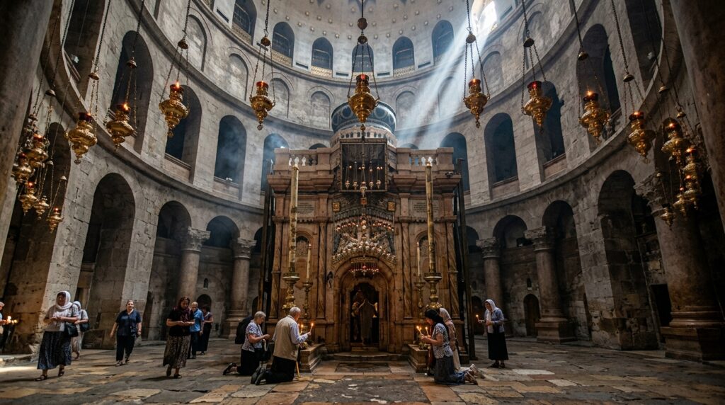 Interior of Church of the Holy Sepulchre in Jerusalem