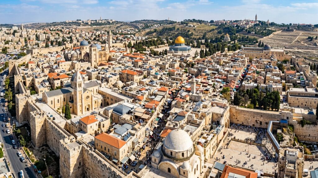Jerusalem Old City showing four distinct quarters