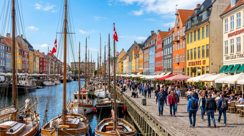Nyhavn harbor Copenhagen colorful 17th century buildings