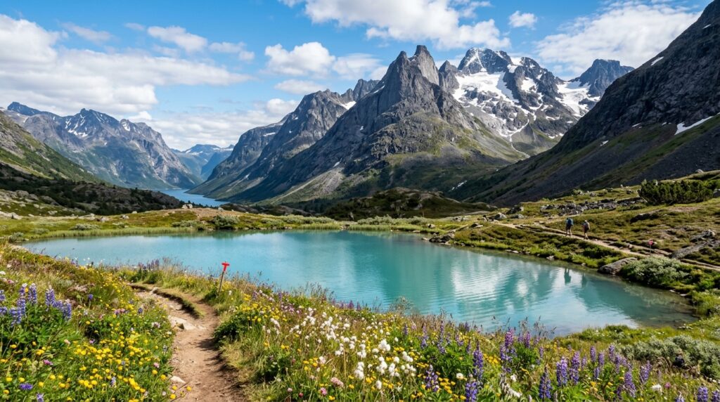 Remote Norwegian mountain fjord landscape in Trollheimen region
