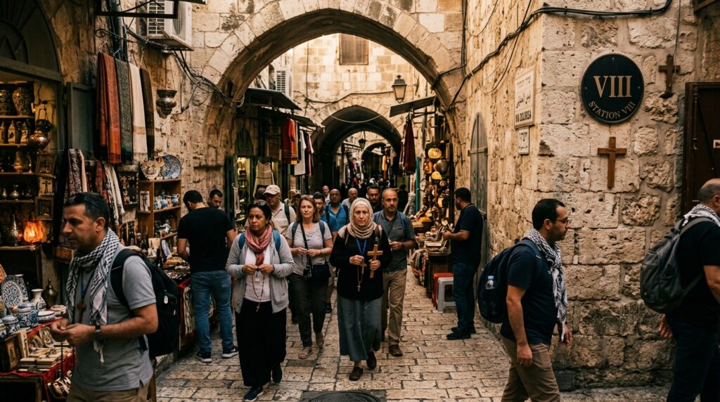 Via Dolorosa street in Jerusalem Old City