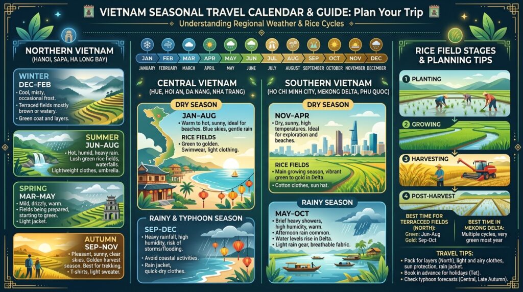 Vietnam seasonal calendar showing different weather patterns