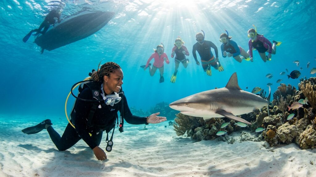 smiling scuba guide in the Bahamas