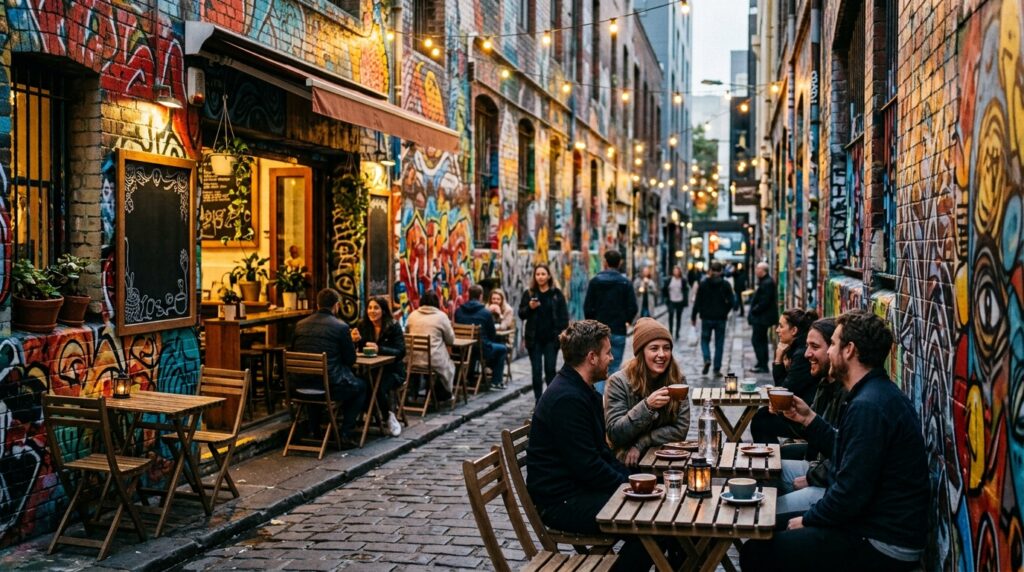 Melbourne's famous street-art laneways and coffee culture