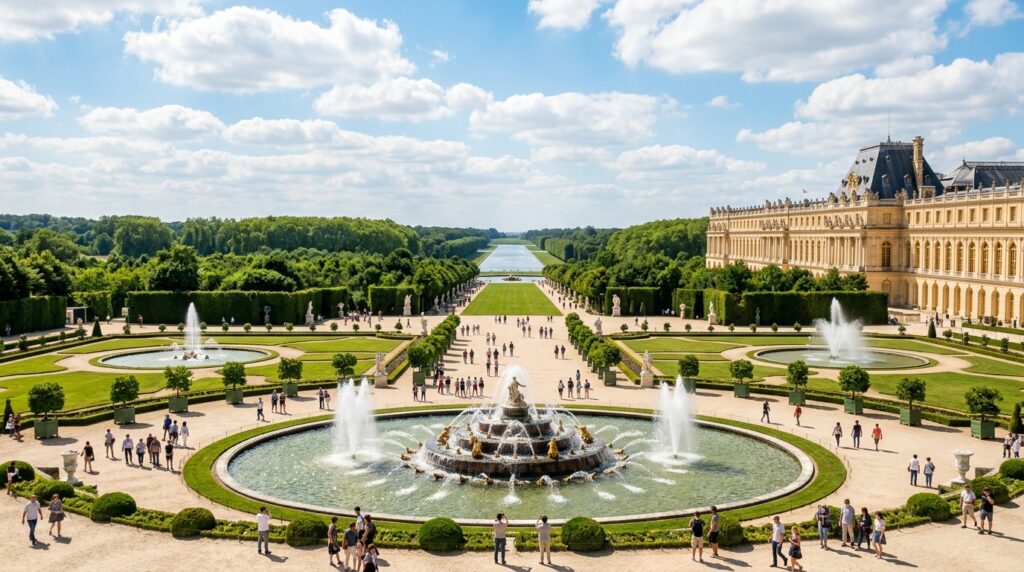 Palace of Versailles gardens and fountains day trip from Paris