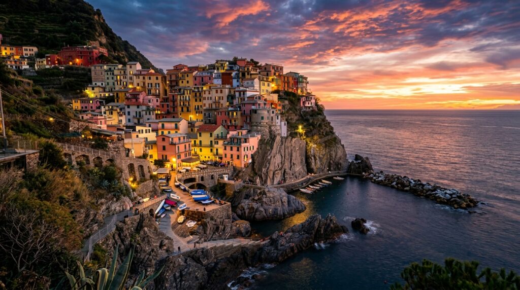 Sunset_view_of_Manarola_village