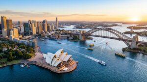 Sydney Opera House and Harbour Bridge at sunrise, two of the best places to visit in Australia