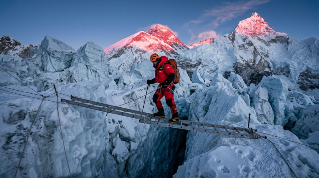 image of the Khumbu Icefall on Mount Everest