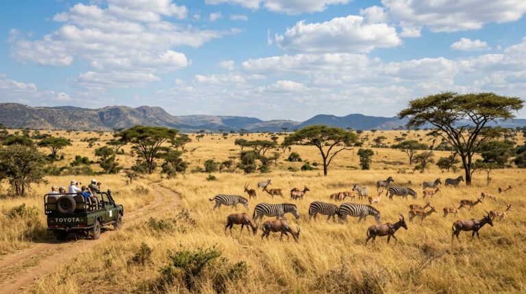 Akagera National Park Rwanda savannah landscape with acacia trees