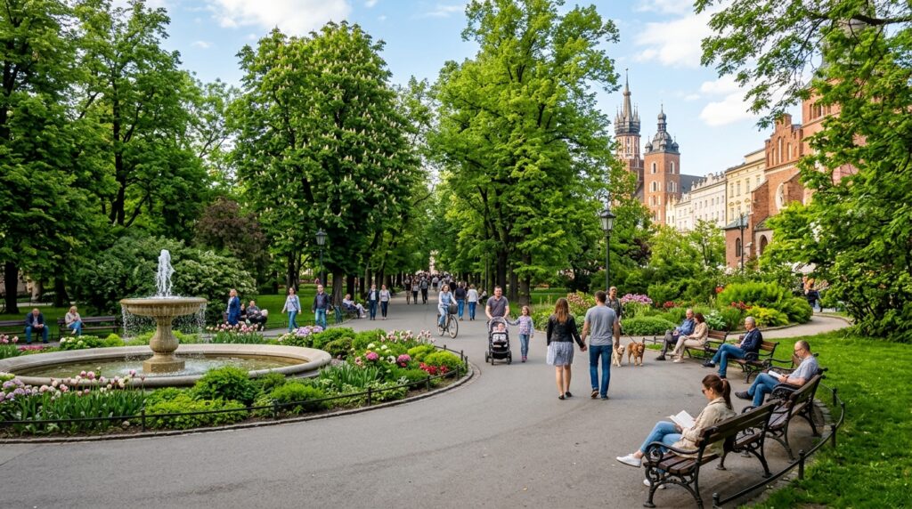 Planty Park green belt surrounding Krakow old town